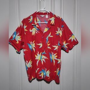 Vintage "Islander" Hawaiian Button Up Beach Shirt 70s 80s Red XXL